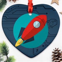 Rocket With Science Related Icons Image Ornament (heart) by Vaneshart