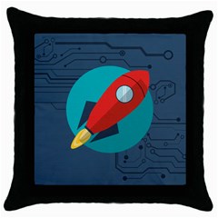 Rocket With Science Related Icons Image Throw Pillow Case (black) by Vaneshart