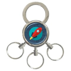 Rocket With Science Related Icons Image 3-ring Key Chain by Vaneshart