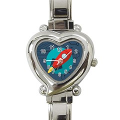 Rocket With Science Related Icons Image Heart Italian Charm Watch by Vaneshart