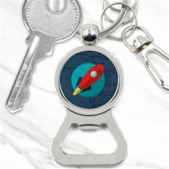 Rocket With Science Related Icons Image Bottle Opener Key Chain by Vaneshart