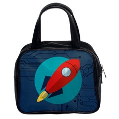 Rocket With Science Related Icons Image Classic Handbag (two Sides) by Vaneshart