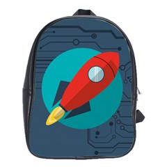 Rocket With Science Related Icons Image School Bag (large) by Vaneshart