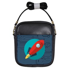 Rocket With Science Related Icons Image Girls Sling Bag by Vaneshart