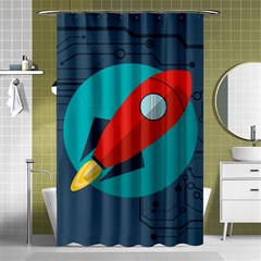 Rocket With Science Related Icons Image Shower Curtain 48  X 72  (small)  by Vaneshart