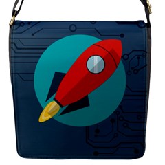 Rocket With Science Related Icons Image Flap Closure Messenger Bag (s) by Vaneshart