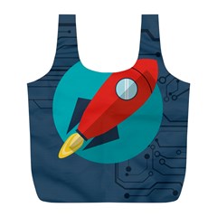 Rocket With Science Related Icons Image Full Print Recycle Bag (l) by Vaneshart