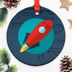 Rocket With Science Related Icons Image Ornament (round) by Vaneshart