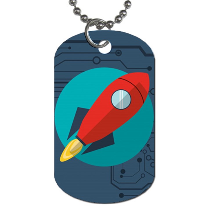 Rocket With Science Related Icons Image Dog Tag (Two Sides)