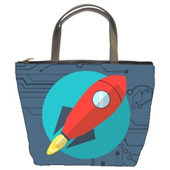 Rocket With Science Related Icons Image Bucket Bag by Vaneshart