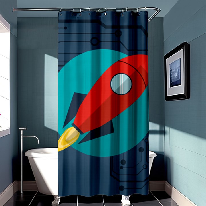 Rocket With Science Related Icons Image Shower Curtain 36  x 72  (Stall) 