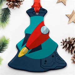 Rocket With Science Related Icons Image Ornament (christmas Tree)  by Vaneshart