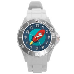 Rocket With Science Related Icons Image Round Plastic Sport Watch (l) by Vaneshart