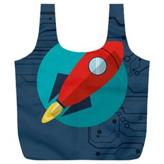 Rocket With Science Related Icons Image Full Print Recycle Bag (xxxl)