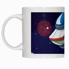 Ufo Alien Spaceship Galaxy White Mugs by Vaneshart