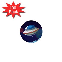 Ufo Alien Spaceship Galaxy 1  Mini Buttons (100 Pack)  by Vaneshart