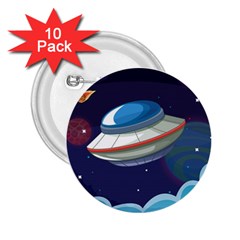 Ufo Alien Spaceship Galaxy 2 25  Buttons (10 Pack)  by Vaneshart