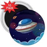 Ufo Alien Spaceship Galaxy 3  Magnets (10 pack)  Front