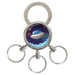 Ufo Alien Spaceship Galaxy 3-ring Key Chain by Vaneshart