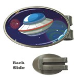 Ufo Alien Spaceship Galaxy Money Clips (Oval)  Front