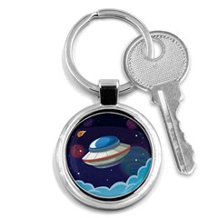 Ufo Alien Spaceship Galaxy Key Chain (round) by Vaneshart