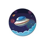 Ufo Alien Spaceship Galaxy Magnet 3  (Round) Front