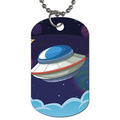 Ufo Alien Spaceship Galaxy Dog Tag (one Side) by Vaneshart