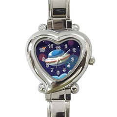 Ufo Alien Spaceship Galaxy Heart Italian Charm Watch by Vaneshart