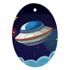 Ufo Alien Spaceship Galaxy Oval Ornament (two Sides) by Vaneshart