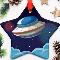 Ufo Alien Spaceship Galaxy Star Ornament (two Sides) by Vaneshart