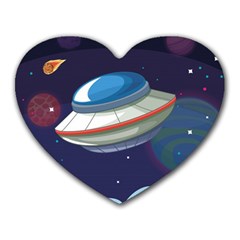 Ufo Alien Spaceship Galaxy Heart Mousepads by Vaneshart