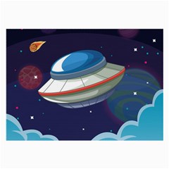 Ufo Alien Spaceship Galaxy Large Glasses Cloth by Vaneshart