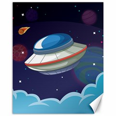 Ufo Alien Spaceship Galaxy Canvas 11  X 14  by Vaneshart