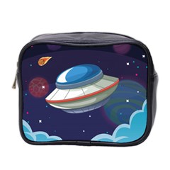 Ufo Alien Spaceship Galaxy Mini Toiletries Bag (two Sides) by Vaneshart