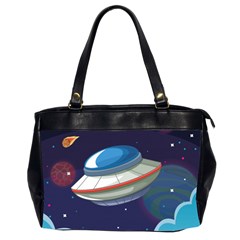 Ufo Alien Spaceship Galaxy Oversize Office Handbag (2 Sides) by Vaneshart