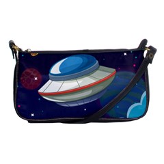 Ufo Alien Spaceship Galaxy Shoulder Clutch Bag by Vaneshart