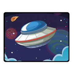 Ufo Alien Spaceship Galaxy Fleece Blanket (small) by Vaneshart