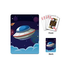 Ufo Alien Spaceship Galaxy Playing Cards Single Design (mini) by Vaneshart