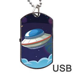 Ufo Alien Spaceship Galaxy Dog Tag Usb Flash (one Side) by Vaneshart