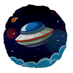 Ufo Alien Spaceship Galaxy Large 18  Premium Round Cushions