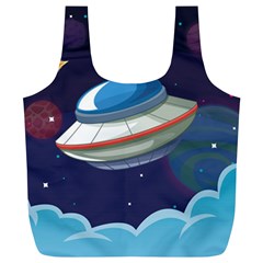 Ufo Alien Spaceship Galaxy Full Print Recycle Bag (xl) by Vaneshart