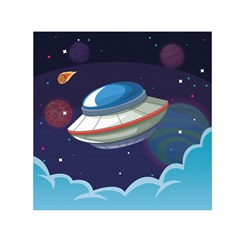 Ufo Alien Spaceship Galaxy Small Satin Scarf (square)