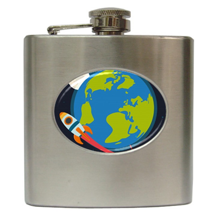 Spaceship Design Hip Flask (6 oz)