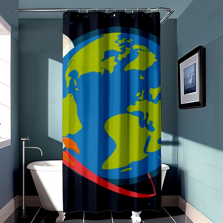 Spaceship Design Shower Curtain 36  x 72  (Stall) 