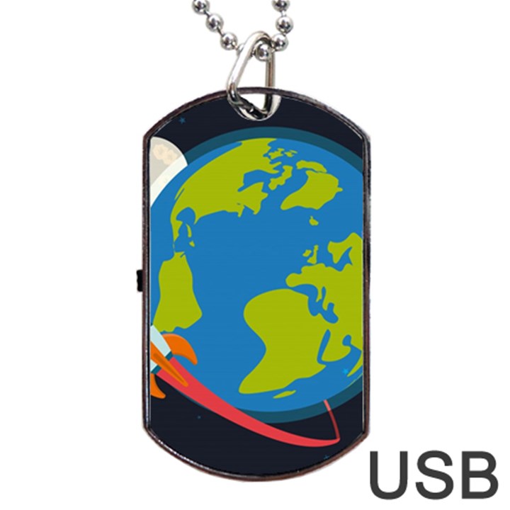 Spaceship Design Dog Tag USB Flash (One Side)