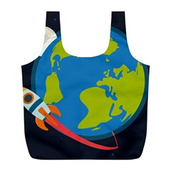 Spaceship Design Full Print Recycle Bag (l) by Vaneshart