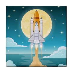 Space Exploration Illustration Tile Coaster by Vaneshart