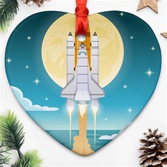 Space Exploration Illustration Ornament (heart) by Vaneshart