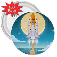 Space Exploration Illustration 3  Buttons (100 Pack)  by Vaneshart