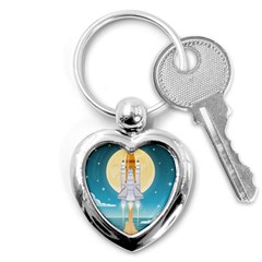 Space Exploration Illustration Key Chain (heart) by Vaneshart